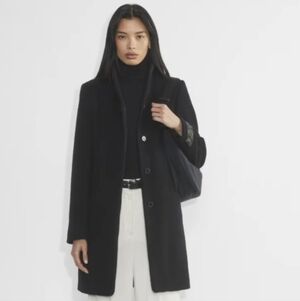 Aritzia Wilfred Mohair Wool Cocoon Coat Black Size S